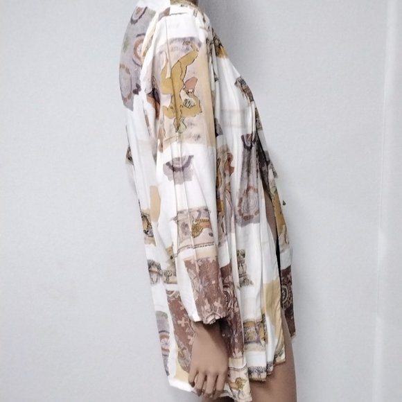 Vintage Alessandra Light Open Cardigan Cover Up Rome Theme Size L Relaxed - Picture 4 of 16